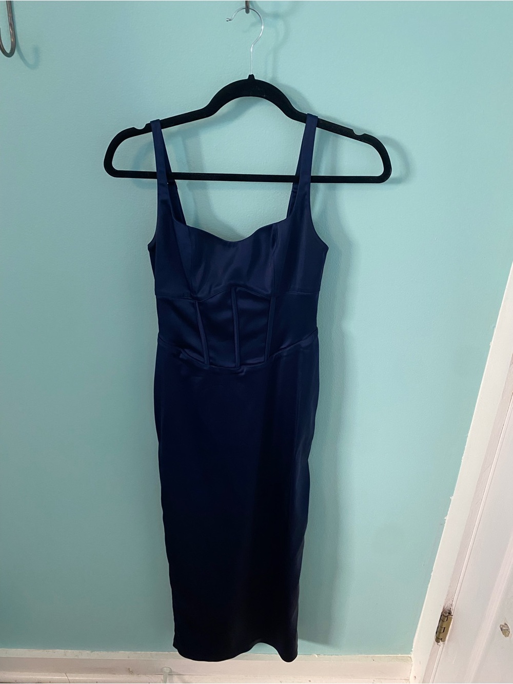 Abercrombie & Fitch Navy Midi Dress with Square Neck